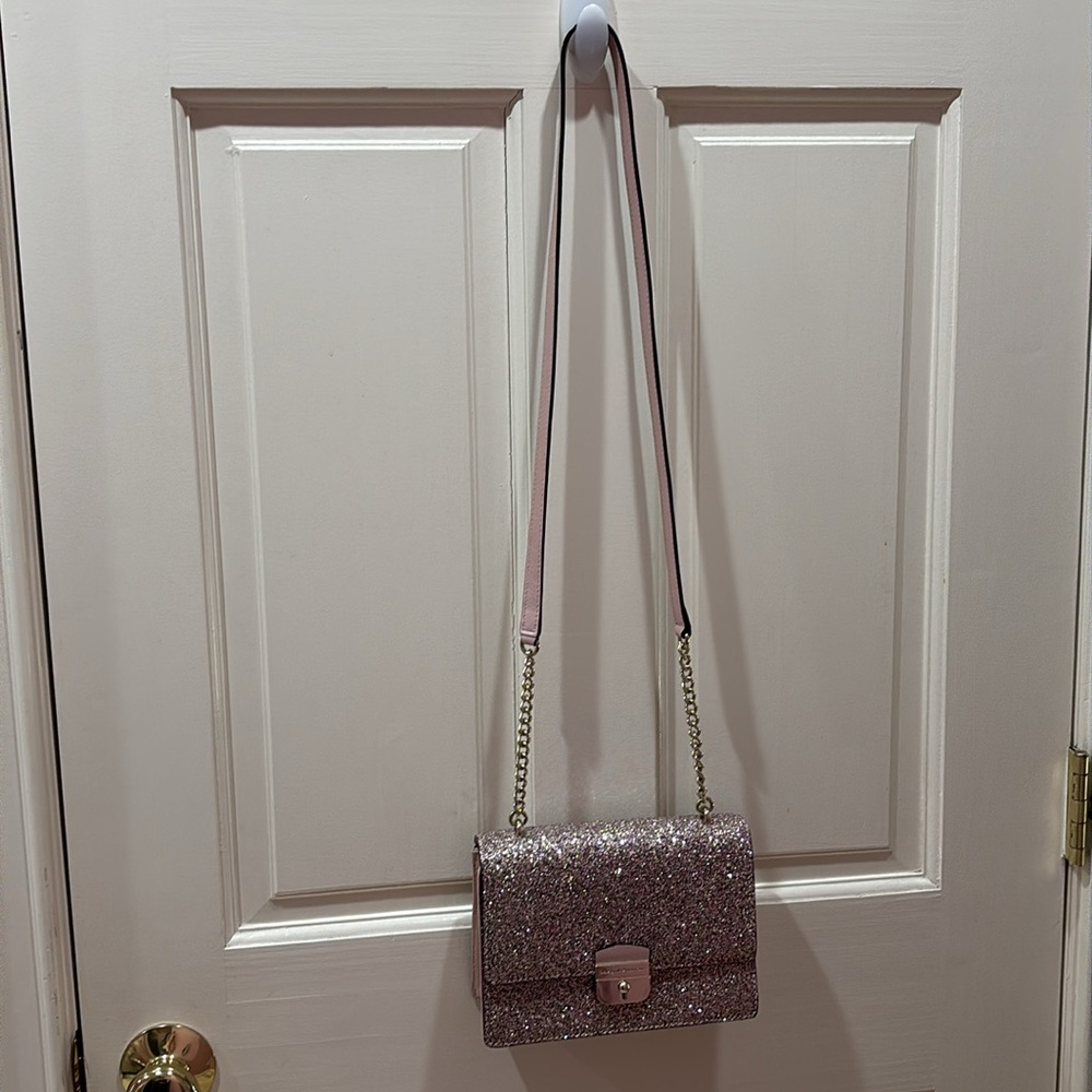 Kate Spade Eden Sunset Lane Rose Gold Glitter Sparkle Crossbody Purse Bag - Picture 14 of 16